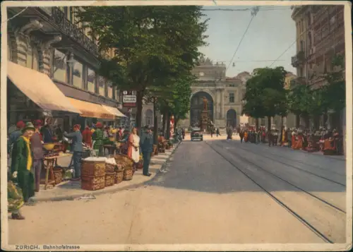 Ansichtskarte Zürich Bahnhofstraße Künstlerkarte 1940