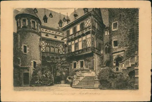 Ansichtskarte Wernigerode Schlosshof - Künstlerkarte Federzeichnung 1925