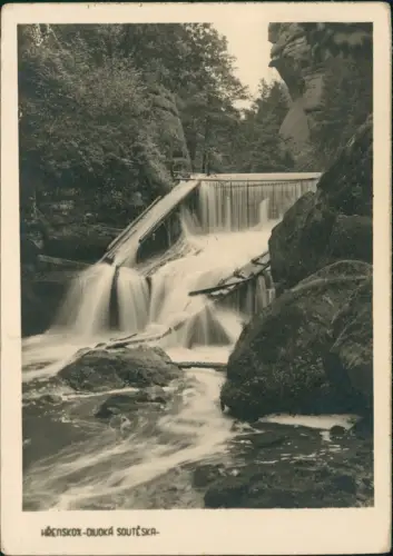 Postcard Herrnskretschen Hřensko DIUOKA SOUTĚSKA Wasserfall 1956