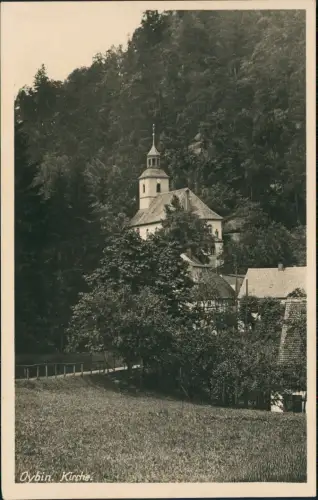 Ansichtskarte Lückendorf-Oybin Partie an der Kirche - Fotokarte 1943