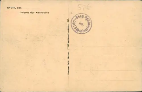 Ansichtskarte Oybin Inneres der Kirchruine. Oberlausitz 1913