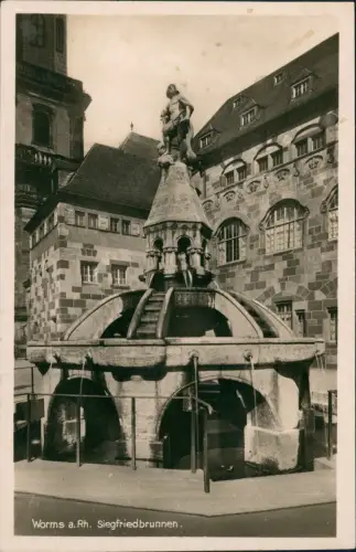 Ansichtskarte Worms Siegfried-Brunnen Fotokarte 1932