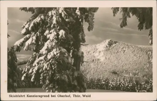 Oberhof (Thüringen) Skiabfahrt Kanzlersgrund Thüringer Wald Winter 1951