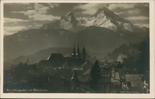 Ansichtskarte Berchtesgaden Stadt mit Watzmann - Stimmungsbild 1930