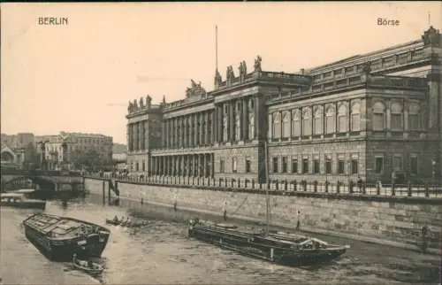 Ansichtskarte Berlin Börse Schleppschiffe 1913