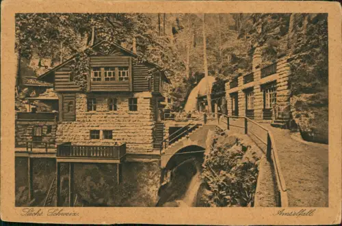 Ansichtskarte Rathen Partie am Amselfall Elbsandsteingebirge 1928