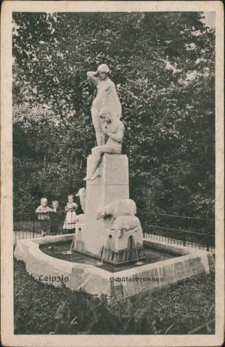 Ansichtskarte Leipzig Kinder am Schäferbrunnen 1914