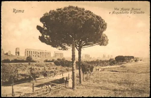 Cartolina Rom Roma Via Appia Nuovae Acquedotto di Claudio 1918