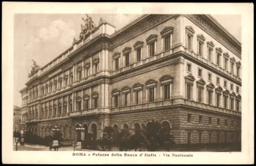 Cartolina Rom Roma Palazzo della Banca d'Italia - Via Nazionale 1928