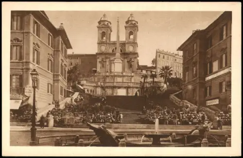 Cartolina Rom Roma Chiesa della Trinità dei Monti. 1929