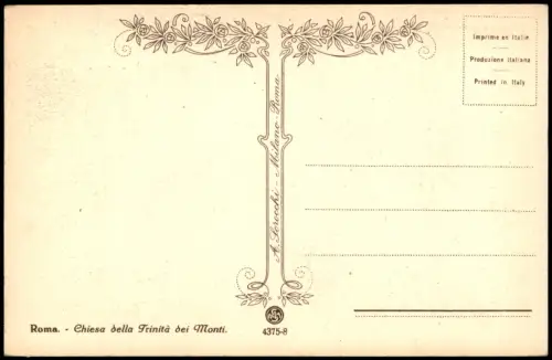Cartolina Rom Roma Chiesa della Trinità dei Monti. 1929