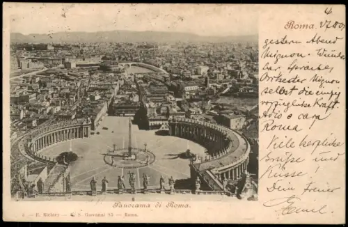 Cartolina Rom Roma Totale vom Petersdom 1901