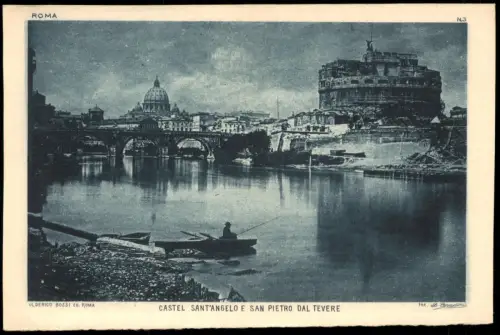 Cartolina Rom Roma Castel Sant´Angelo e San Pietro bei Mondschein 1928