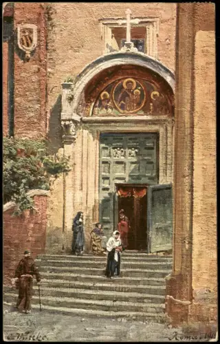 Cartolina Rom Roma Künstlerkarte Himmelsaltar vom Capitolsplatz 1910