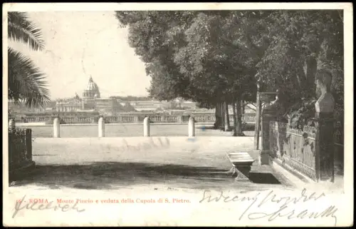 Cartolina Rom Roma Monte Pincio e veduta della Cupola di S. Pietro. 1906