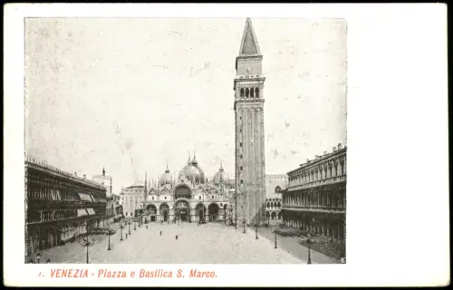 Cartolina Venedig Venezia Piazza e Basilica S. Marco. 1906