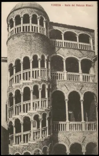 Cartolina Venedig Venezia Scala del Palazzo Minelii 1913