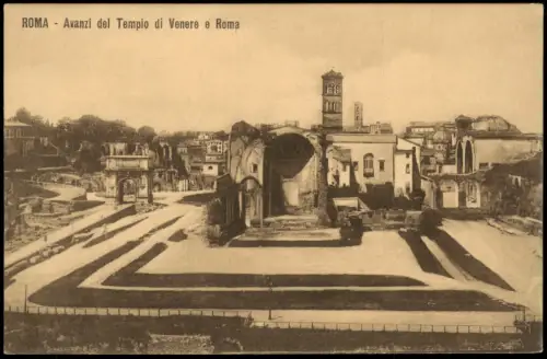 Cartolina Rom Roma Avanzi del Tempio di Venere e Roma 1915