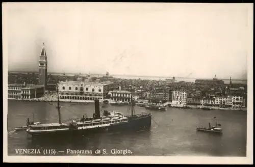 Cartolina Venedig Venezia Venice Stadt und Dampfer 1929