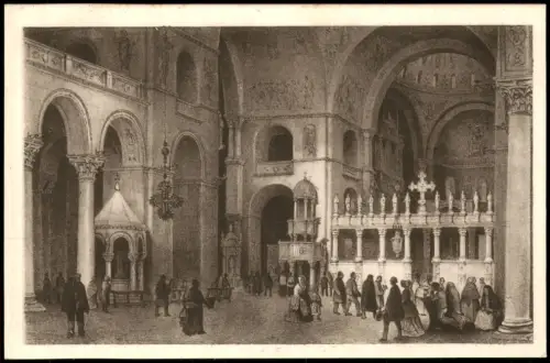 Cartolina Rom Roma Interno della Basilica di S. Marco. 1927