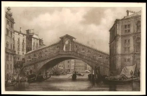 Cartolina Venedig Venezia Venezia nel 1850. Ponte di Rialto. 1922