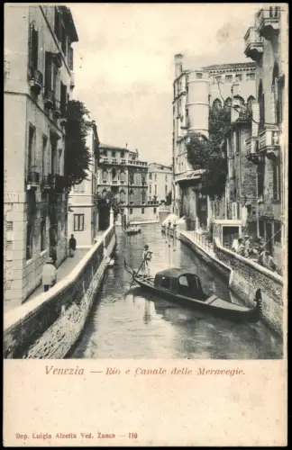 Cartolina Venedig Venezia Rio e Canale delle Meravegie. Gondel 1908