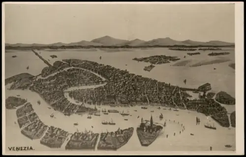 Cartolina Venedig Venezia Luftbild Vogelschau Künstlerkarte 1930