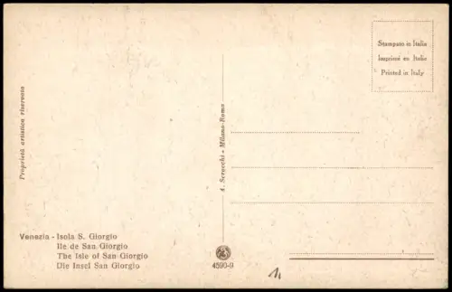 Cartolina Venedig Venezia Isola S. GiorgioIle de San Giorgio Gondeln 1928