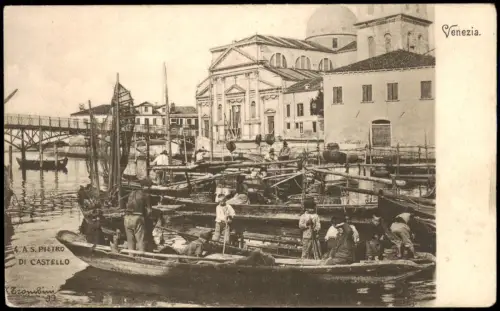 Cartolina Venedig Venezia A.S. Pietro di Castello Gondeln Typen 1901