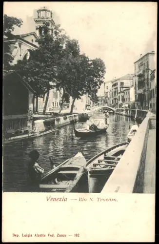 Cartolina Venedig Venezia Rio S. Trovaso. 1909