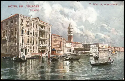 Cartolina Venedig Venezia HOTEL DE L'EUROPE Künstlerkarte 1912