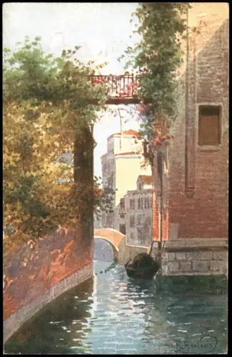 Cartolina Venedig Venezia Rio Albrizzi, Gondel 1914