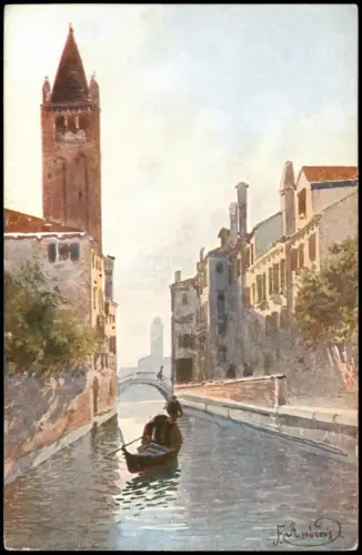 Venedig Venezia Venice - Canale di S. Barnaba Künstlerkarte 1913