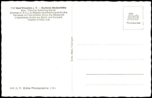 Ansichtskarte Bad Wimpfen Partie am Kurheim Neckarhöhe 1960