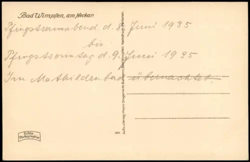 Ansichtskarte Bad Wimpfen Partie am Neckar 1935