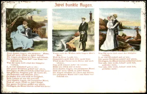 Liebe Liebespaare ZWEI DUNKLE AUGEN Gedicht, Verse, Romantik 1910