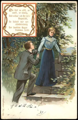 Liebeslieder Karte, Liedtext, Verliebtes Paar Romantik Liebe 1902