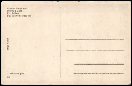 Künstlerkarte Gemälde N. Gerstner pinx. Unterm Fliederbaum, Paar Liebespaar 1910