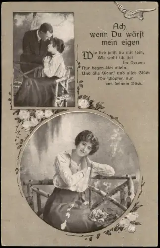 Liebe Liebespaar hat Sehnsucht "Ach wenn Du wärst mein eigen" 1910