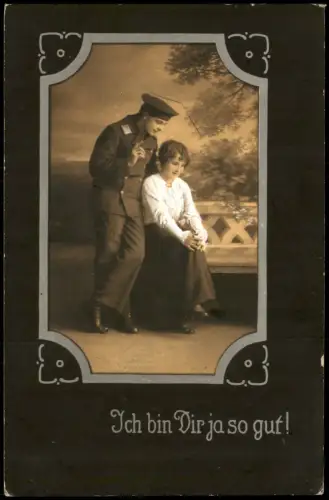 Ansichtskarte  Liebe Liebespaar Frau Verehrer in Uniform 1917 Stempel PANSDORF