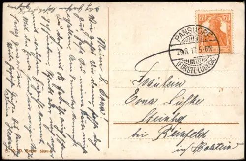 Ansichtskarte  Liebe Liebespaar Frau Verehrer in Uniform 1917 Stempel PANSDORF
