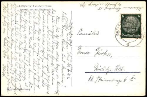 Postcard Goldentraum-Marklissa Złotniki Lubańskie Leśna Talsperre 1942