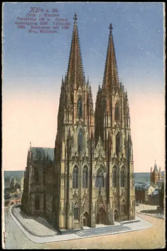 Ansichtskarte Köln Kölner Dom von Westen 1914