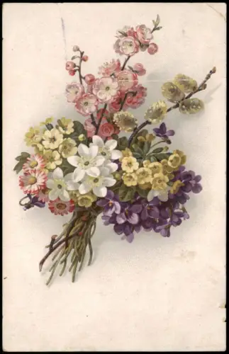 Ansichtskarte  Künstlerkarte Blumenstrauss 1927  Stempel Röcknitz Leipzig