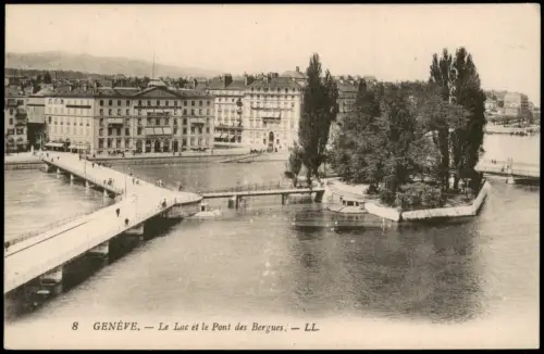 Ansichtskarte Genf Genève Le Lac et le Pont des Bergues 1917