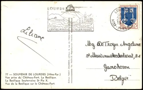 CPA Lourdes Lorda Kirche / Basilique Halle Innen Mehrbild 1967