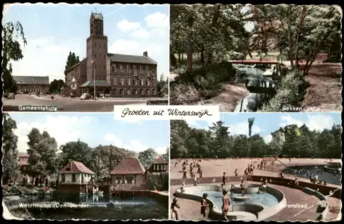 Postkaart Winterswijk 4 Bild Gemeenhuis Schwimmbad 1964
