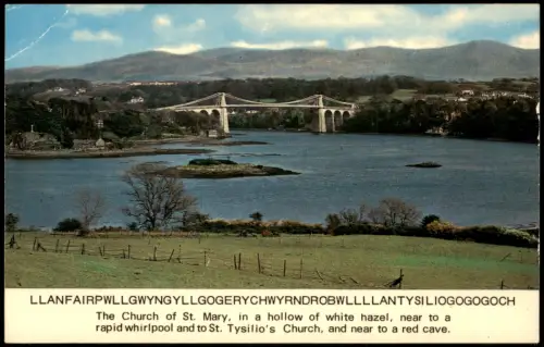 Llanfairpwllgwyngyllgogerychwyrndrobwllllantysiliogogogoch Stadt Brücke 1967