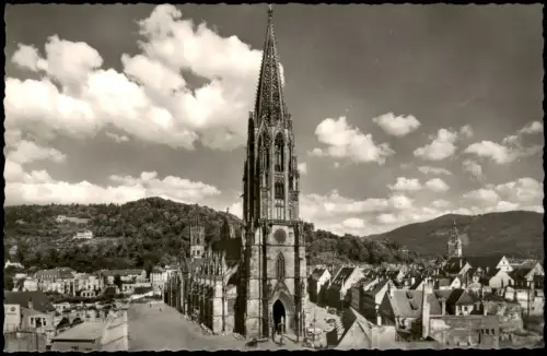 Ansichtskarte Freiburg im Breisgau Münster und Stadt Fotokarte 1962