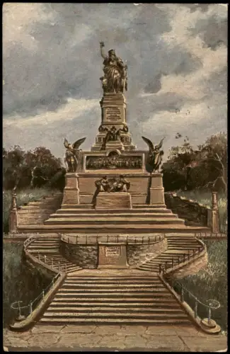 Rüdesheim (Rhein) National-Denkmal Künstlerkarte Stimmungsbild 1914